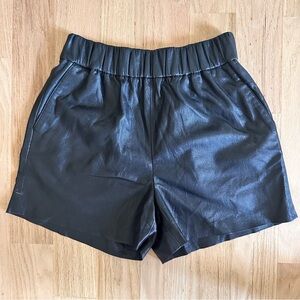Anine Bing Black High Waist Vegan Leather Shorts XS